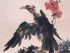 潘天寿《山花秃鹫》作品欣赏