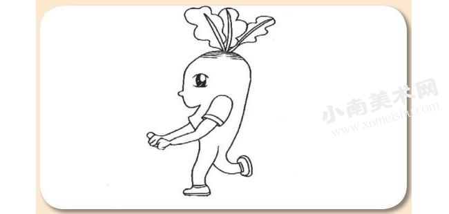 玩滑板车的胡萝卜头卡通画绘制步骤图示03