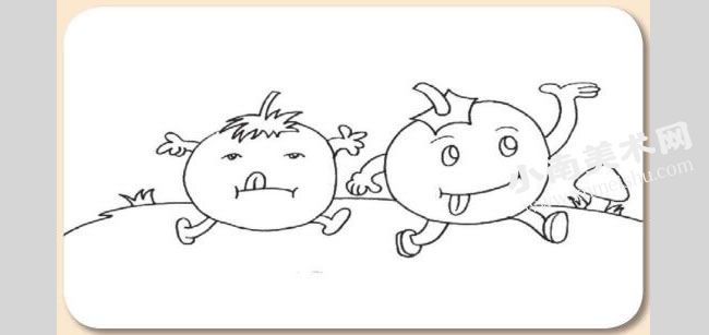 会动的西红柿宝宝卡通画绘制步骤图示04