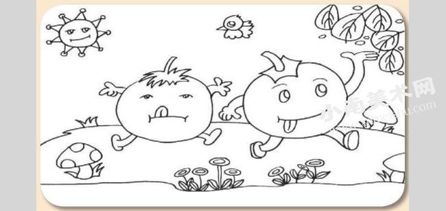 会动的西红柿宝宝卡通画绘制步骤图示05