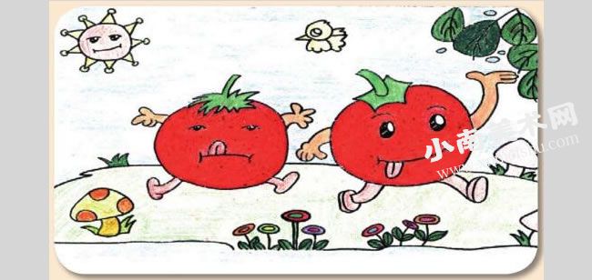 会动的西红柿宝宝卡通画绘制步骤图示06
