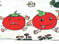 会动的西红柿宝宝卡通画绘制步骤图示