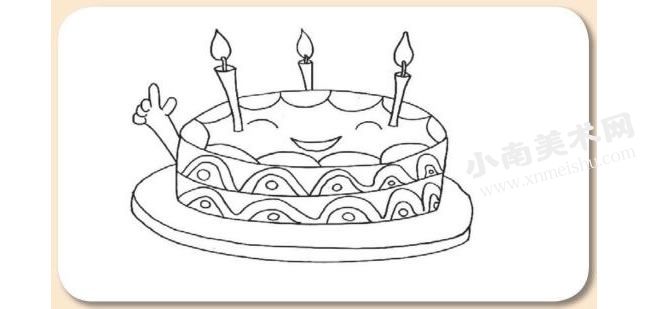 生日蛋糕卡通画绘制步骤图示05