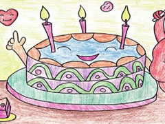 生日蛋糕卡通画绘制步骤图示