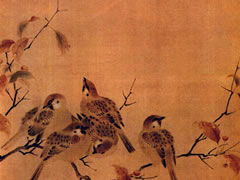 宋代佚名《瓦雀栖枝图》工笔花鸟画欣赏