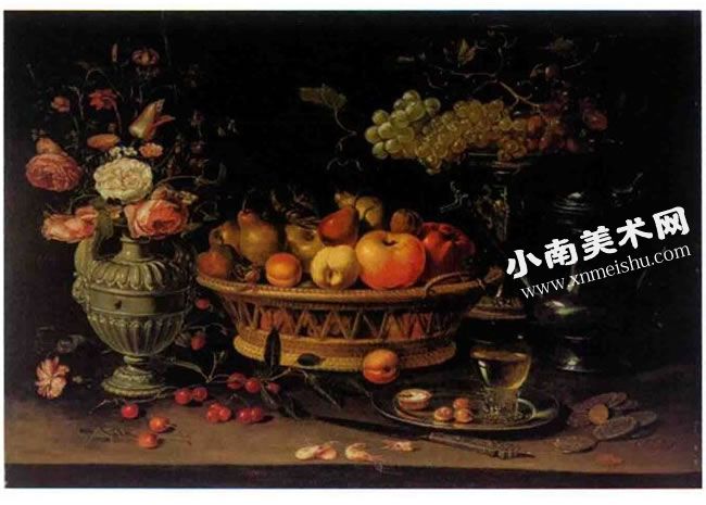 克拉拉•彼得斯《有水果和花的静物》油画高清大图