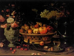 克拉拉•彼得斯《有水果和花的静物》油画赏析