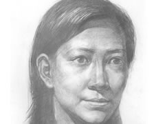 人物肖像（女性）素描画法步骤范例图示
