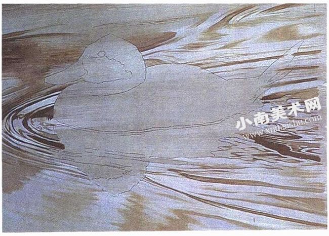 水中的红鸭丙烯画绘制步骤图示02