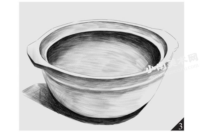 砂锅的素描画法步骤图示03