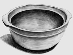 【单个静物】砂锅的素描画法步骤图示