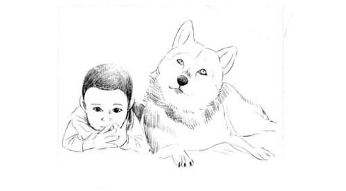 宠物狗和小宝宝素描画法步骤图示03