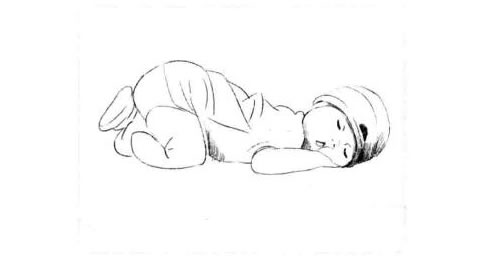 睡觉的小宝宝素描画法步骤图示02