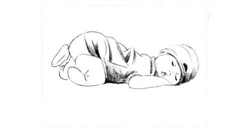 睡觉的小宝宝素描画法步骤图示03