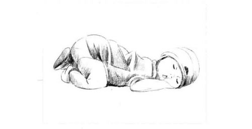 睡觉的小宝宝素描画法步骤图示04