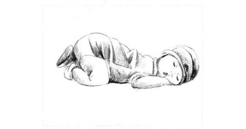 睡觉的小宝宝素描画法步骤图示05