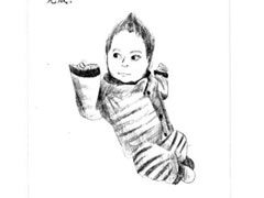 【人物素描】瞪大眼睛的小宝宝素描画法步骤图示