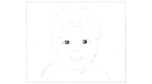 伸舌头的小宝宝素描画法步骤图示01