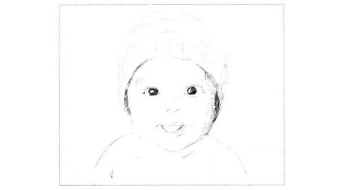 伸舌头的小宝宝素描画法步骤图示02