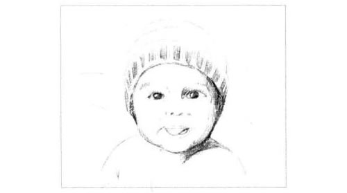 伸舌头的小宝宝素描画法步骤图示04