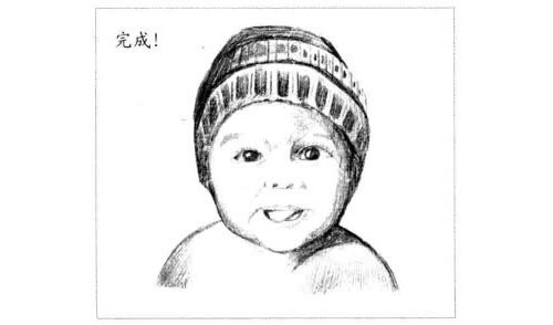 伸舌头的小宝宝素描画法步骤图示06