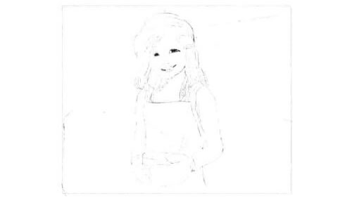 微笑的小女孩子素描画法步骤图示01