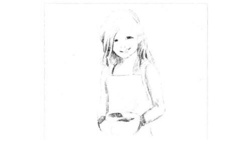 微笑的小女孩子素描画法步骤图示03