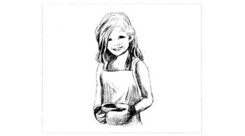 微笑的小女孩子素描画法步骤图示0