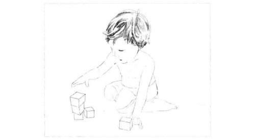 玩玩具的小男孩素描画法步骤图示02