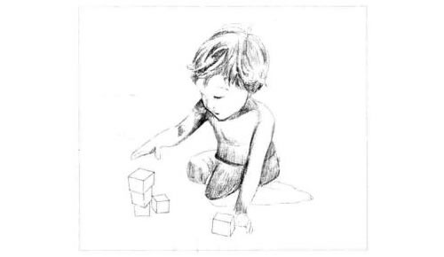玩玩具的小男孩素描画法步骤图示04