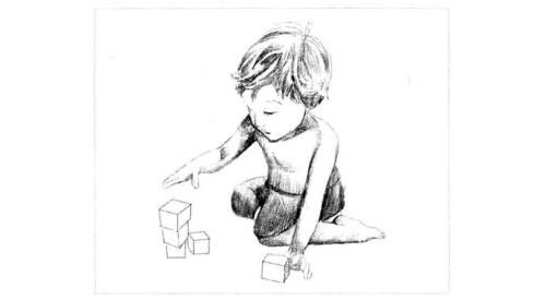玩玩具的小男孩素描画法步骤图示05