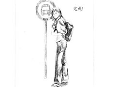 【人物素描】在车站等车的年轻人素描画法步骤图示