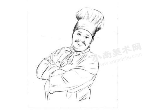 大厨师的素描画法步骤图示02