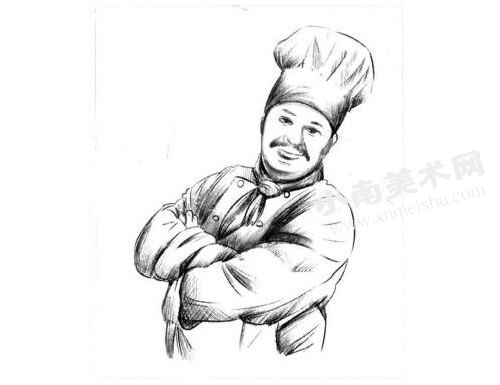 大厨师的素描画法步骤图示05