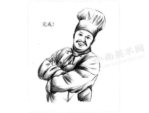 大厨师的素描画法步骤图示06