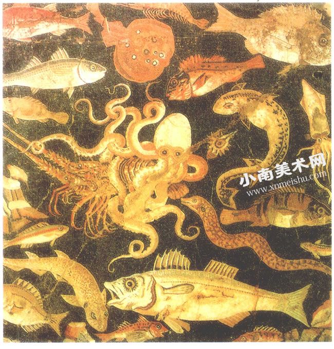 意大利罗马《海洋生物》镶嵌画高清大图