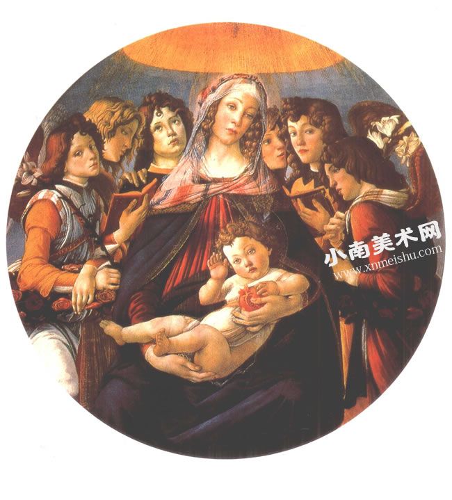 桑德罗•波提切利《圆形圣母子》油画高清大图