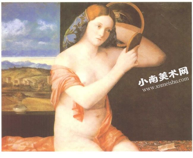 乔凡尼•贝里尼《裸女照镜》布上油画高清大图