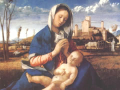 乔凡尼•贝里尼《草地上的圣母》板油彩名画赏析