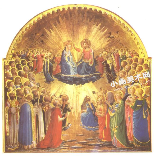 安基里柯《圣母加冕》木板蛋彩油画高清大图