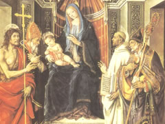 利比《圣母子与施洗约翰、圣维克多、圣伯纳、圣季诺碧阿斯》油画赏析