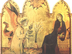西莫尼•马尔蒂尼《天使与圣母领报》木板蛋彩画赏析