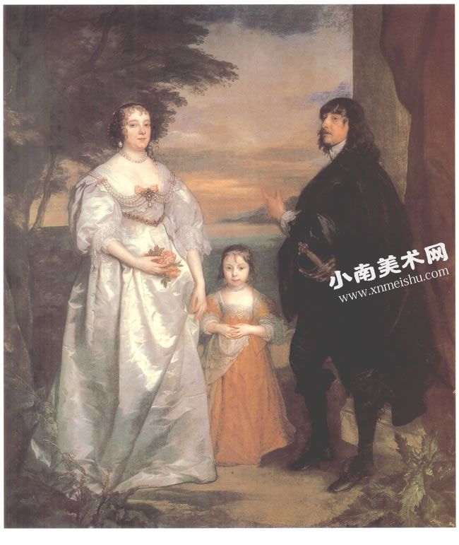 安东尼•凡•代克《德比伯爵夫妇与女儿》油画高清大图