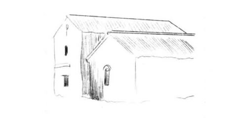 郊区的老房子素描画法步骤图示02