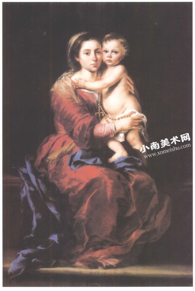 西班牙穆立罗《圣母子》油画高清大图