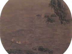 南宋李嵩《赤壁赋图》绢本设色古画欣赏