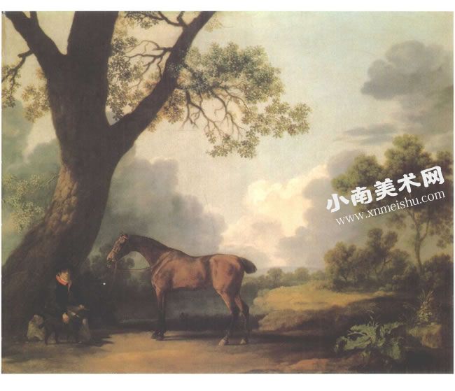 乔治•史塔伯斯《约翰•弗雷德利克•沙克维尔所钟爱的猎马》画布油彩高清大图