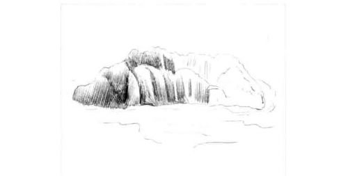 海边大岩石的素描画法步骤图示03