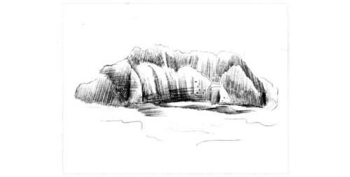 海边大岩石的素描画法步骤图示05