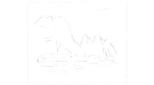 长江三峡的素描画法步骤图示01